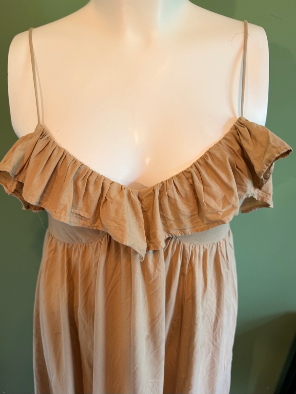H&M Tan Ruffle-Trim Maxi Dress Small - Picture 8 of 10